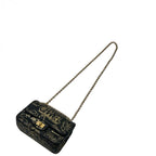 CHANEL シャネル 2.55 グラフィティ Wチェーンショルダーバッグ Wフラップ 型押し ゴールド金具 28番台 ★美品★★ギャラ付★
