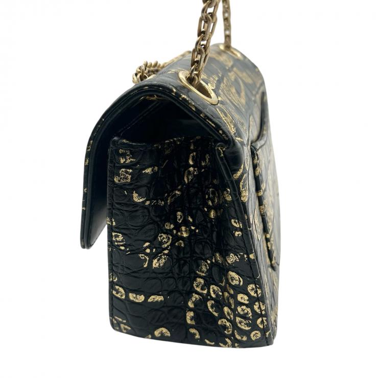 CHANEL シャネル 2.55 グラフィティ Wチェーンショルダーバッグ Wフラップ 型押し ゴールド金具 28番台 ★美品★★ギャラ付★