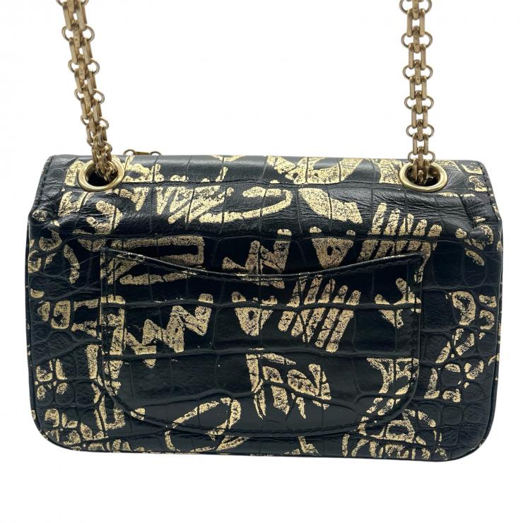 CHANEL シャネル 2.55 グラフィティ Wチェーンショルダーバッグ Wフラップ 型押し ゴールド金具 28番台 ★美品★★ギャラ付★