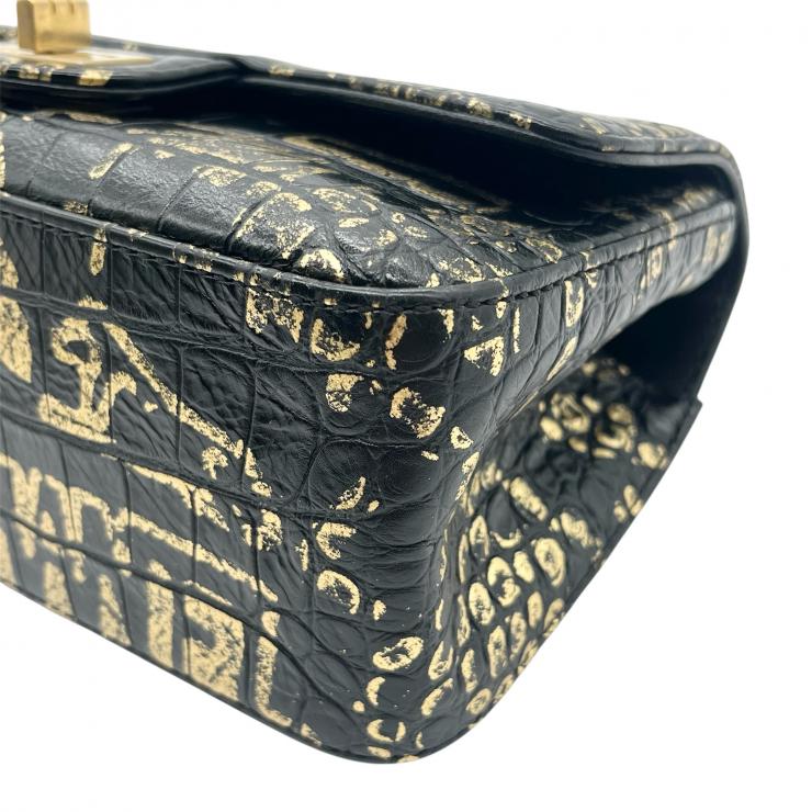 CHANEL シャネル 2.55 グラフィティ Wチェーンショルダーバッグ Wフラップ 型押し ゴールド金具 28番台 ★美品★★ギャラ付★