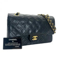 CHANEL シャネル マトラッセ 25 ココマーク ダブルフラップ ダブルチェーン ショルダーバッグ ラムスキン ブラック ゴールド金具 ★ギャラ付★