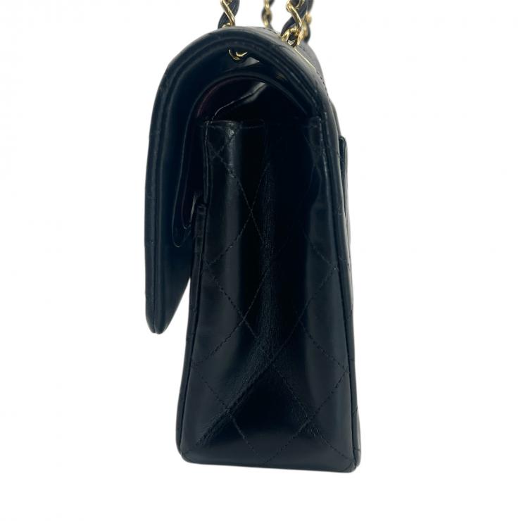 CHANEL シャネル マトラッセ 25 ココマーク ダブルフラップ ダブルチェーン ショルダーバッグ ラムスキン ブラック ゴールド金具 ★ギャラ付★