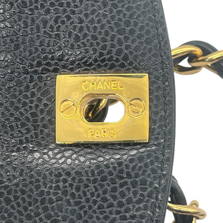 CHANEL シャネル チェーントートバッグ ショルダーバッグ キャビアスキン ココマーク ブラック ゴールド金具 ★美品★