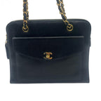 CHANEL シャネル チェーントートバッグ ショルダーバッグ キャビアスキン ココマーク ブラック ゴールド金具 ★美品★