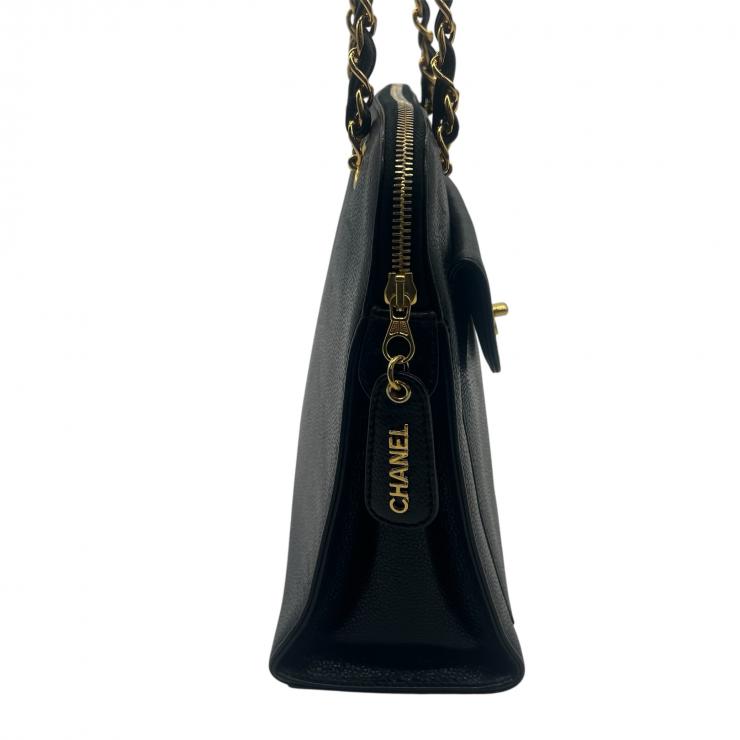 CHANEL シャネル チェーントートバッグ ショルダーバッグ キャビアスキン ココマーク ブラック ゴールド金具 ★美品★