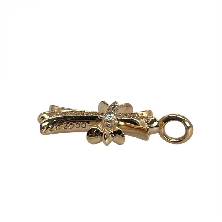 CHROME HEARTS クロムハーツ タイニーCHクロス 22K PAVEダイヤ ゴールドネックレストップ ピンクゴールド Fサイズ ★新品★