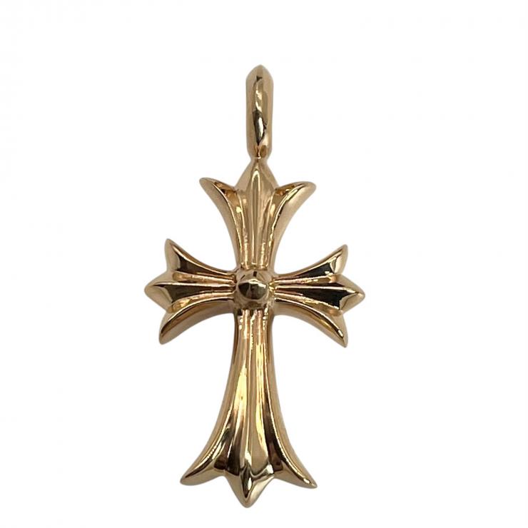 CHROME HEARTS クロムハーツ タイニーCHクロス 22K PAVEダイヤ ゴールドネックレストップ ピンクゴールド Fサイズ ★新品★