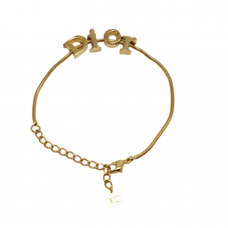 Christian Dior クリスチャンディオール ブレスレット ディオールロゴ ゴールド調 レディース ★良品★