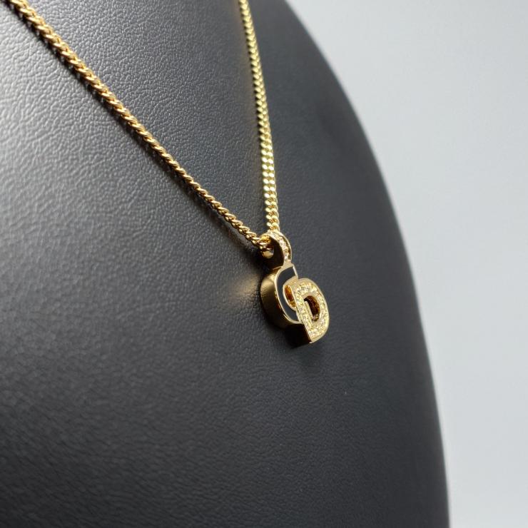 Christian Dior クリスチャンディオール ネックレス ディオールロゴ ゴールド調 ★良品★