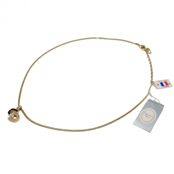Christian Dior クリスチャンディオール ネックレス ディオールロゴ ゴールド調 ★良品★
