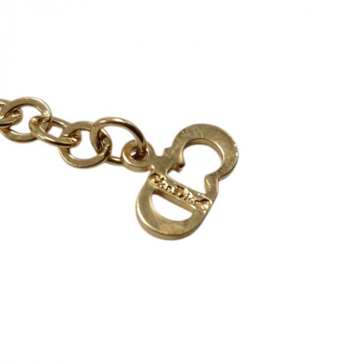 Christian Dior クリスチャンディオール ネックレス ディオールロゴ ゴールド調 ★良品★