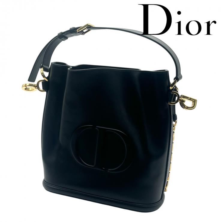 Christian Dior クリスチャンディオール セストディオール ショルダーバッグ バッグ ブラック カーフスキン ★美品★