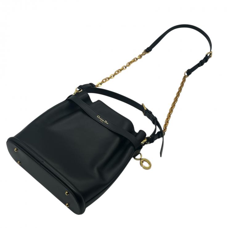 Christian Dior クリスチャンディオール セストディオール ショルダーバッグ バッグ ブラック カーフスキン ★美品★