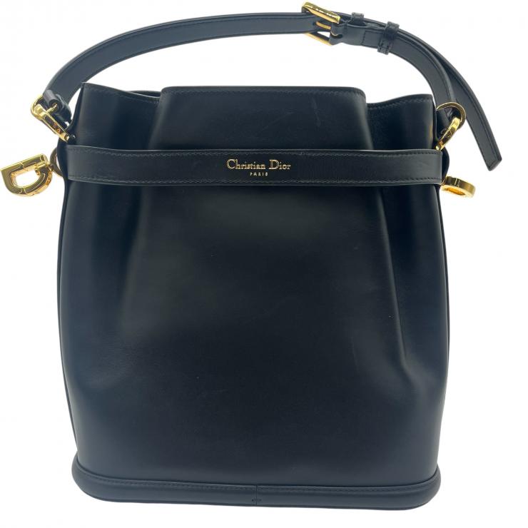 Christian Dior クリスチャンディオール セストディオール ショルダーバッグ バッグ ブラック カーフスキン ★美品★