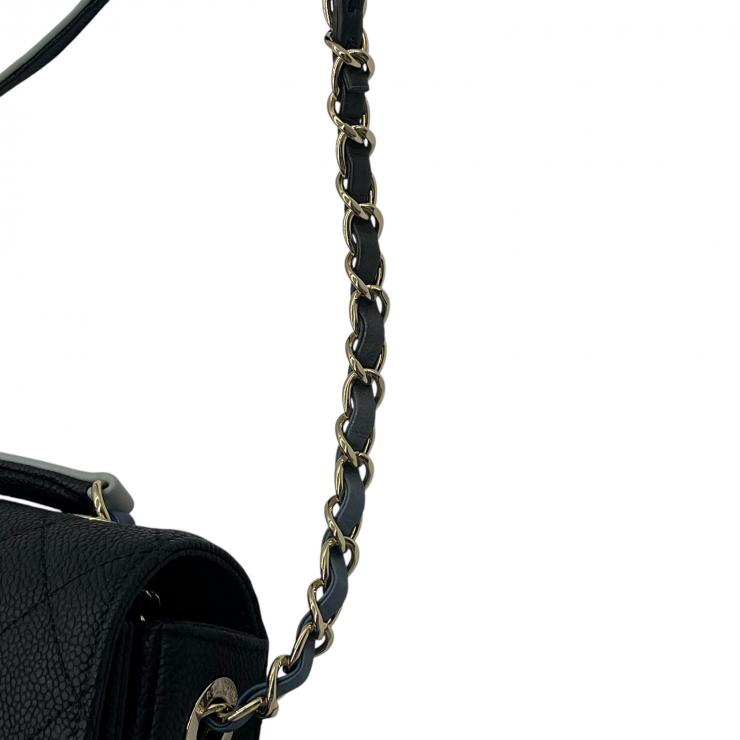 CHANEL シャネル マトラッセ ココマーク キルティング チェーンショルダーバッグ キャビアスキン ブラック ゴールド金具 ★美品★