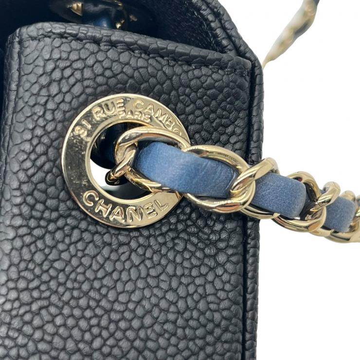 CHANEL シャネル マトラッセ ココマーク キルティング チェーンショルダーバッグ キャビアスキン ブラック ゴールド金具 ★美品★