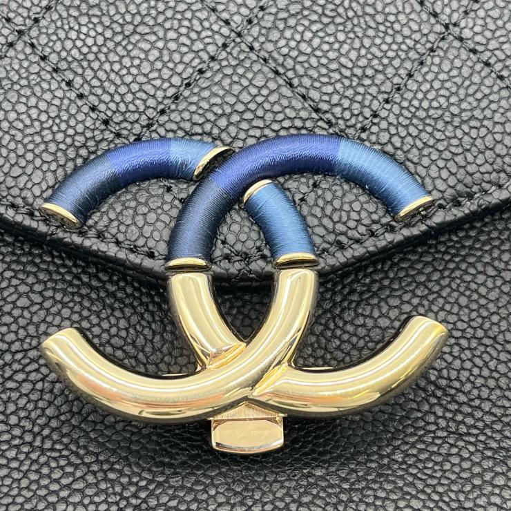 CHANEL シャネル マトラッセ ココマーク キルティング チェーンショルダーバッグ キャビアスキン ブラック ゴールド金具 ★美品★