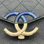 CHANEL シャネル マトラッセ ココマーク キルティング チェーンショルダーバッグ キャビアスキン ブラック ゴールド金具 ★美品★