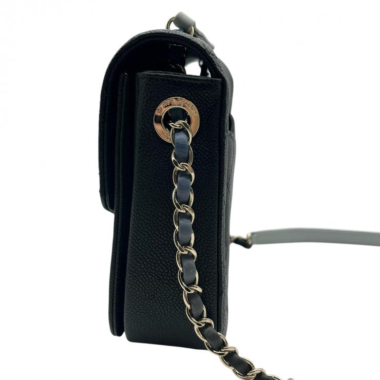 CHANEL シャネル マトラッセ ココマーク キルティング チェーンショルダーバッグ キャビアスキン ブラック ゴールド金具 ★美品★