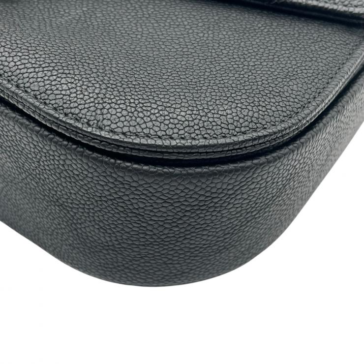 CHANEL シャネル マトラッセ ココマーク キルティング チェーンショルダーバッグ キャビアスキン ブラック ゴールド金具 ★美品★