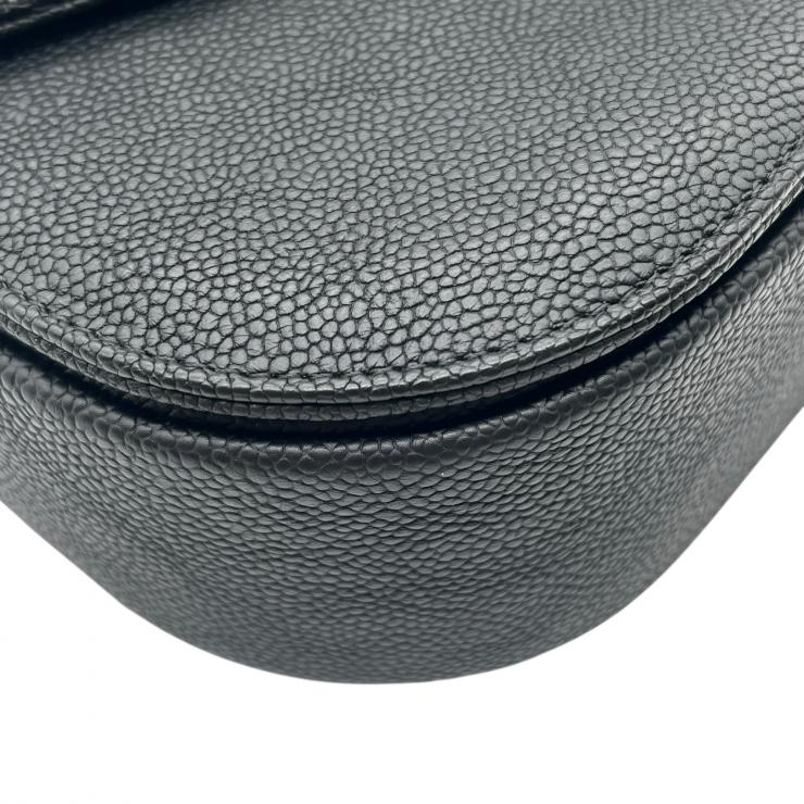 CHANEL シャネル マトラッセ ココマーク キルティング チェーンショルダーバッグ キャビアスキン ブラック ゴールド金具 ★美品★