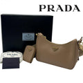 PRADA プラダ Re-Edition 2005 サフィアーノ チェーンショルダーバッグ ハンドバック 三角プレートロゴ レザー 1BH204 ★美品★