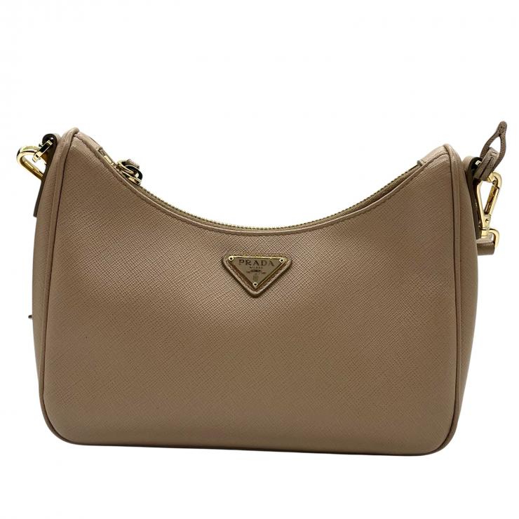 PRADA プラダ Re-Edition 2005 サフィアーノ チェーンショルダーバッグ ハンドバック 三角プレートロゴ レザー 1BH204 ★美品★