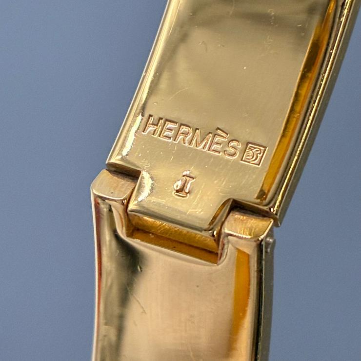 HERMES エルメス クリックH エナメル バングル ブレスレット 17cm アクセサリー ホワイト ゴールドカラー ★美品★