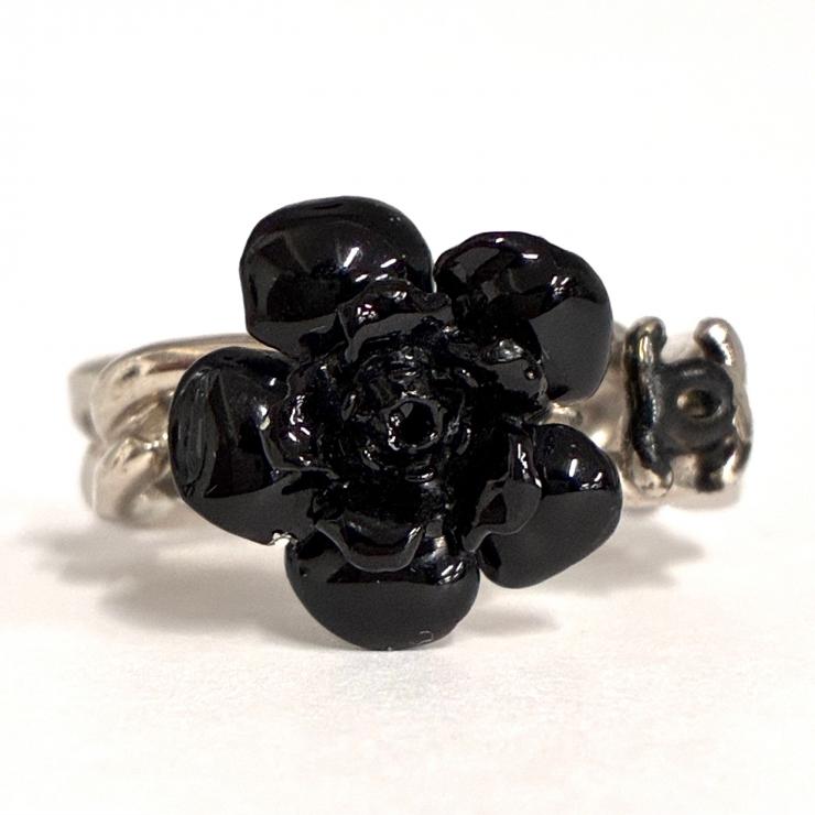 CHANEL シャネル カメリアモチーフ ココマーク リング 13号 指輪 04P 2004年 春夏コレクション アクセサリー シルバーカラー ブラック