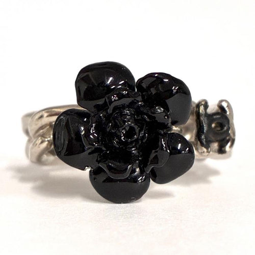 CHANEL シャネル カメリアモチーフ ココマーク リング 13号 指輪 04P 2004年 春夏コレクション アクセサリー シルバーカラー ブラック