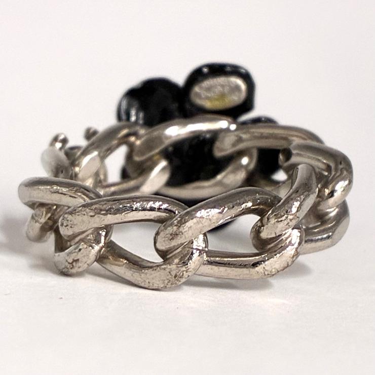 CHANEL シャネル カメリアモチーフ ココマーク リング 13号 指輪 04P 2004年 春夏コレクション アクセサリー シルバーカラー ブラック