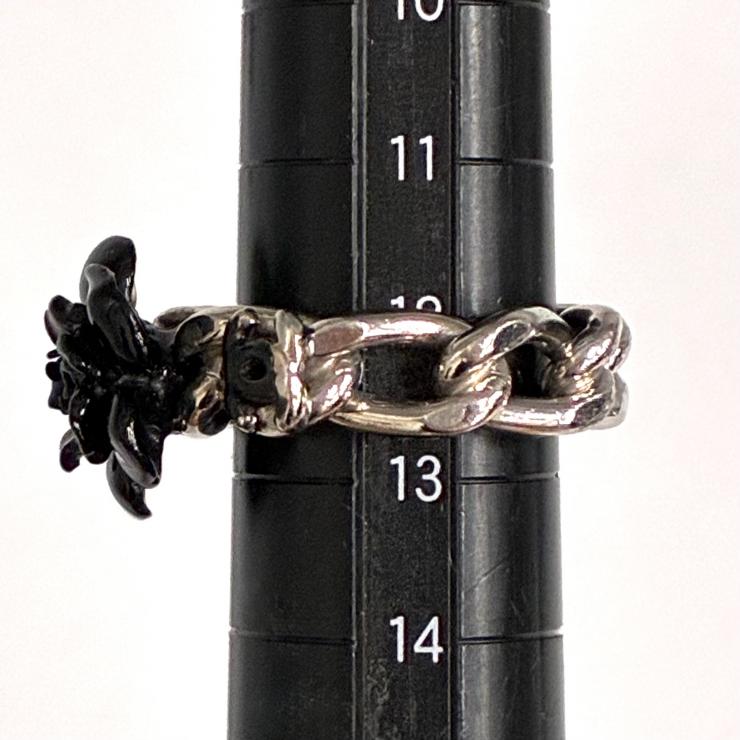 CHANEL シャネル カメリアモチーフ ココマーク リング 13号 指輪 04P 2004年 春夏コレクション アクセサリー シルバーカラー ブラック