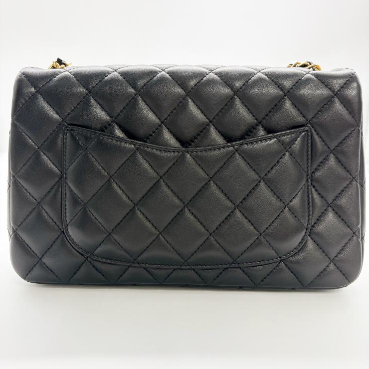 CHANEL シャネル マトラッセ ラムスキン ココマーク アジャスター チェーン フラップ ショルダーバック ランダムプレート ブラック ★美品★