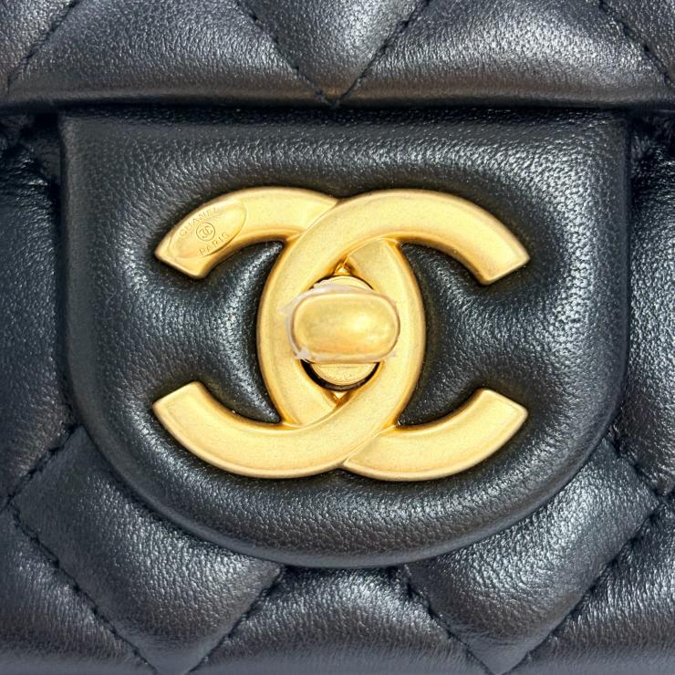 CHANEL シャネル マトラッセ ラムスキン ココマーク アジャスター チェーン フラップ ショルダーバック ランダムプレート ブラック ★美品★