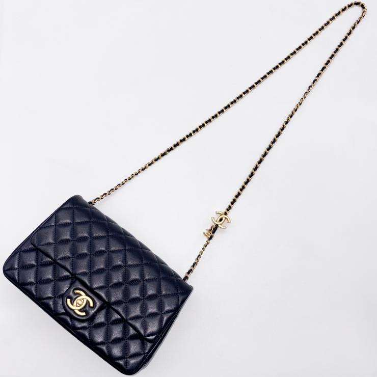 CHANEL シャネル マトラッセ ラムスキン ココマーク アジャスター チェーン フラップ ショルダーバック ランダムプレート ブラック ★美品★