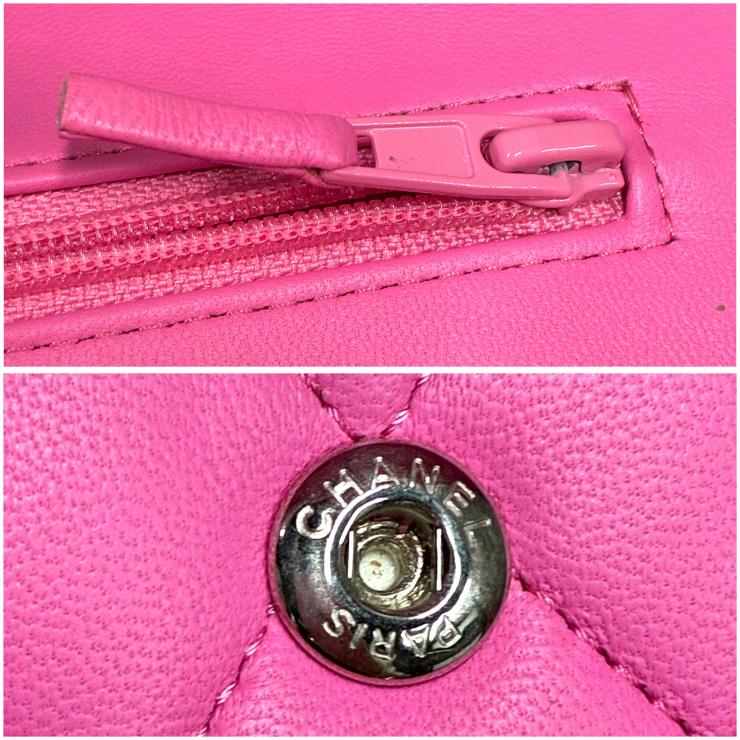 CHANEL シャネル マトラッセ25 ダブルフラップ チェーン ショルダーバッグ ラムスキン シルバー金具 ピンク 31番台 ★美品★ ★箱付★