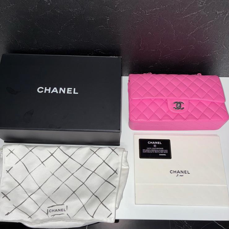 CHANEL シャネル マトラッセ25 ダブルフラップ チェーン ショルダーバッグ ラムスキン シルバー金具 ピンク 31番台 ★美品★ ★箱付★