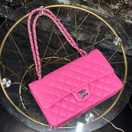 CHANEL シャネル マトラッセ25 ダブルフラップ チェーン ショルダーバッグ ラムスキン シルバー金具 ピンク 31番台 ★美品★ ★箱付★