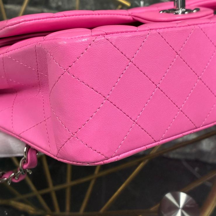 CHANEL シャネル マトラッセ25 ダブルフラップ チェーン ショルダーバッグ ラムスキン シルバー金具 ピンク 31番台 ★美品★ ★箱付★