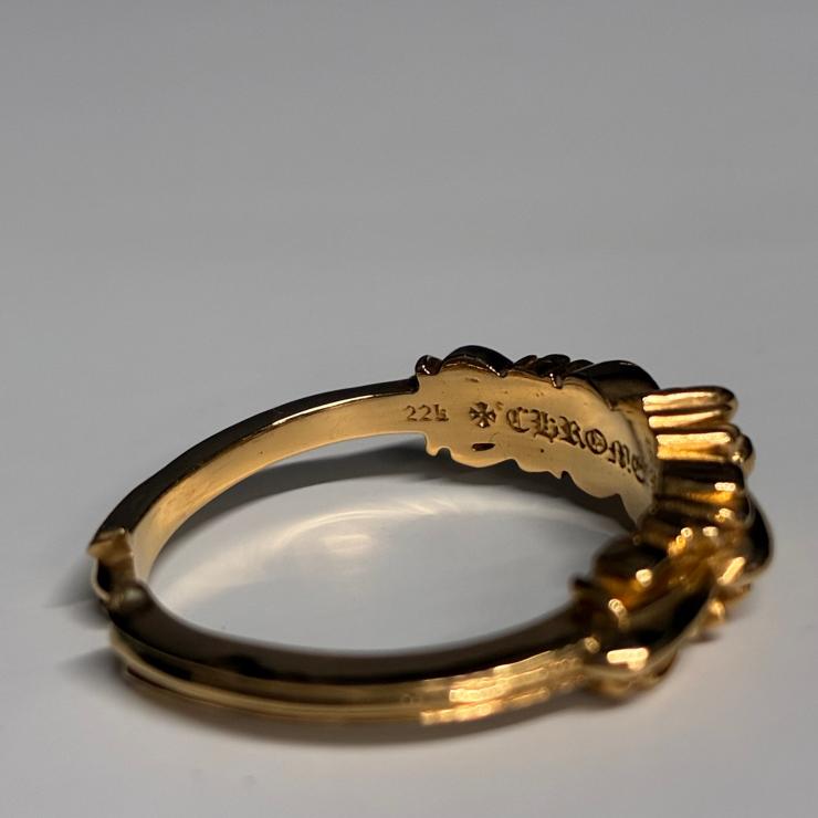 CHROME HEARTS クロムハーツ ベイビークラシック ダブルフローラルクロス ゴールド 22K 20号 リング 指輪 ★極美品★ ★インボイス付★