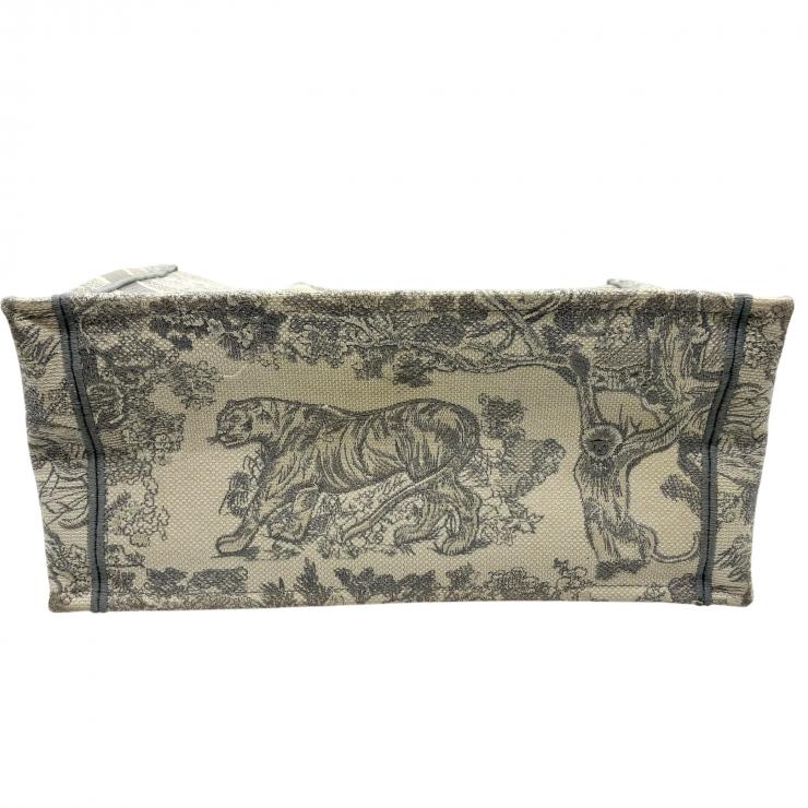 CHRISTIAN DIOR クリスチャンディオール ブックトート トワル・ドゥ・ジュイ エンブロイダリー グレーキャンバス レディース ★中古★