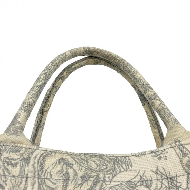 CHRISTIAN DIOR クリスチャンディオール ブックトート トワル・ドゥ・ジュイ エンブロイダリー グレーキャンバス レディース ★中古★