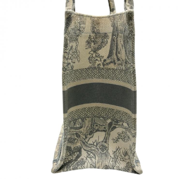 CHRISTIAN DIOR クリスチャンディオール ブックトート トワル・ドゥ・ジュイ エンブロイダリー グレーキャンバス レディース ★中古★