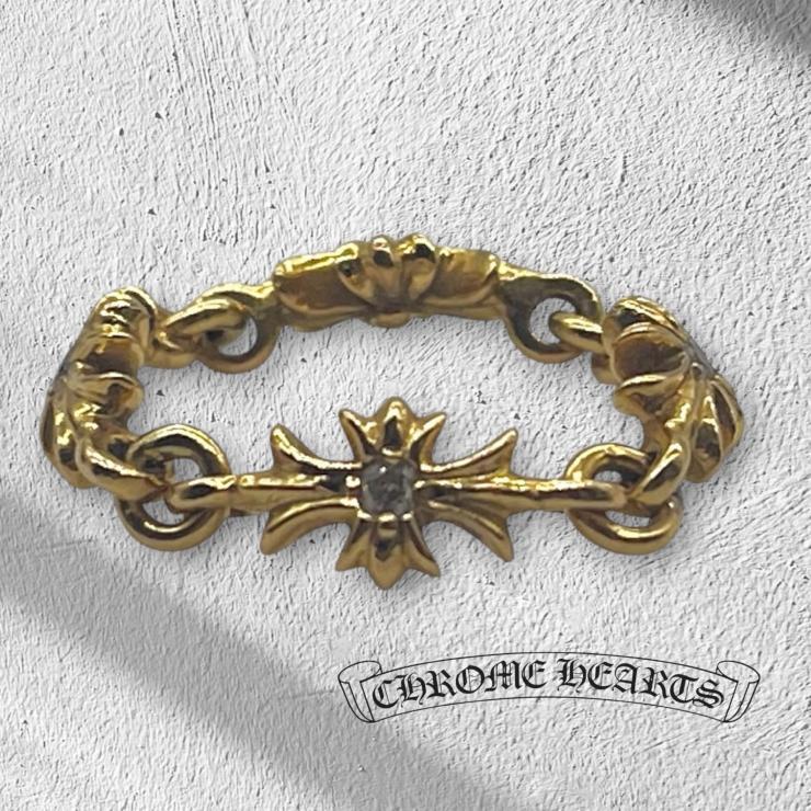 Chrome Ｈearts クロムハーツ タイニーECHプラス リング 指輪 K22 イエローゴールド ダイヤ 9.5号 ★インボイス付★★美品★