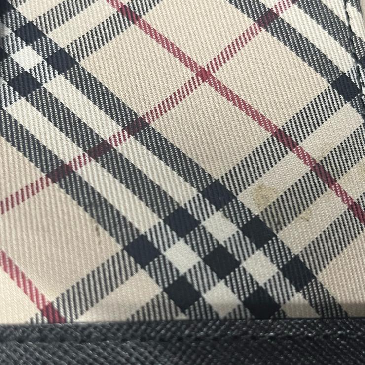 Burberry バーバリー ハンドバッグ バッグ 鞄 ノバチェック チェック柄 ブラックレザー レザー キャンバス ベージュ系 ブラック レディース ★中古品★