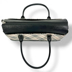 Burberry バーバリー ハンドバッグ バッグ 鞄 ノバチェック チェック柄 ブラックレザー レザー キャンバス ベージュ系 ブラック レディース ★中古品★