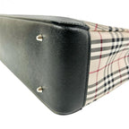 Burberry バーバリー ハンドバッグ バッグ 鞄 ノバチェック チェック柄 ブラックレザー レザー キャンバス ベージュ系 ブラック レディース ★中古品★
