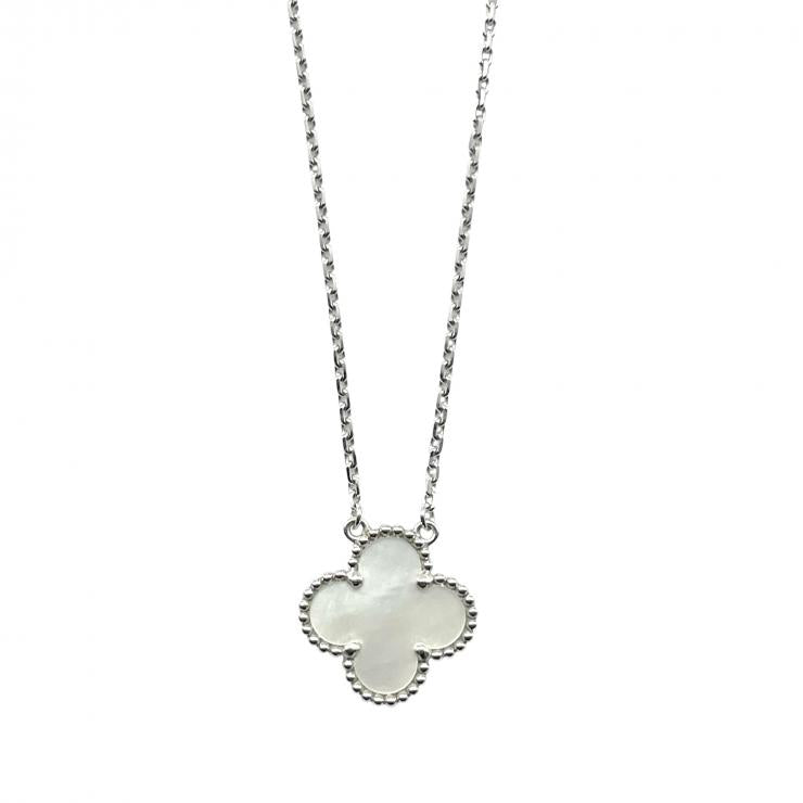VanCleef & Arpels ヴァンクリーフ＆アーペル ヴィンテージアルハンブラ マザオブパール ネックレス ジュエリー K18WG ホワイトゴールド ★ギャラ★