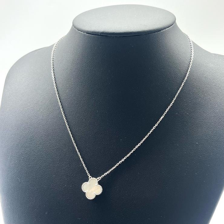 VanCleef & Arpels ヴァンクリーフ＆アーペル ヴィンテージアルハンブラ マザオブパール ネックレス ジュエリー K18WG ホワイトゴールド ★ギャラ★