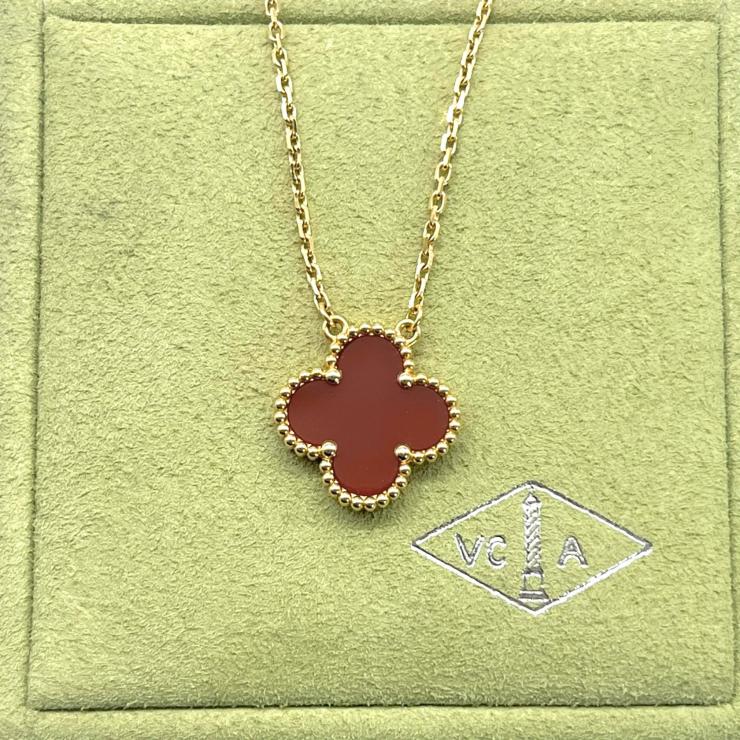 VanCleef & Arpels ヴァンクリーフ＆アーペル ヴィンテージアルハンブラ ネックレス カーネリアン ネックレス アクセサリー K18 ★保証書★